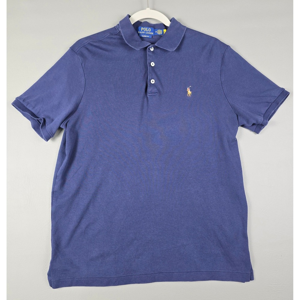 Polo Ralph Lauren Mens Classic Fit Blue Short Sleeve Polo Shirt Size M